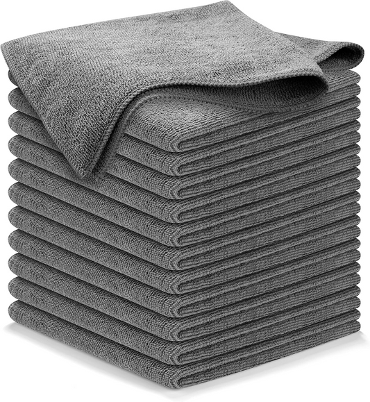 USANOOKS Microfiber Cleaning Cloth Grey - 12 Pcs (12.5"x12.5") - High Performance - 1200 Washes